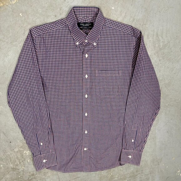 Spier & Mackay Dress Shirt Purple Check Long Sleeve Button Down Cotton 16 Large - Picture 2 of 12